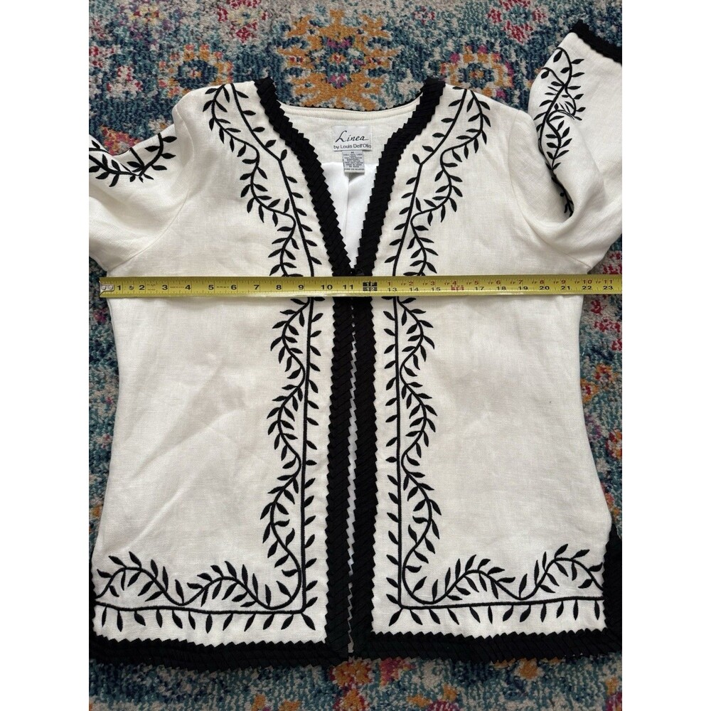 Linea by Louis Dell'Olio Linen Embroidered Jacket Women’s Size Medium - Picture 9 of 10